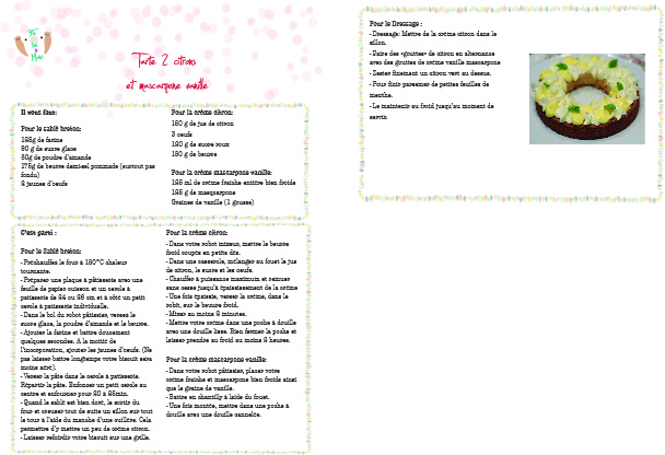 Fiche recette PDF Tarte aux 2 citrons et mascarpone vanille