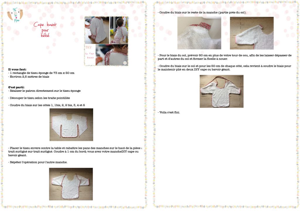 Fiche tuto gratuite cape bavoir pour bébé