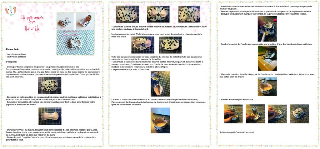 fiche tuto gratuite porte monnaie en tissu inspiré du sweetie de Nat&Nin