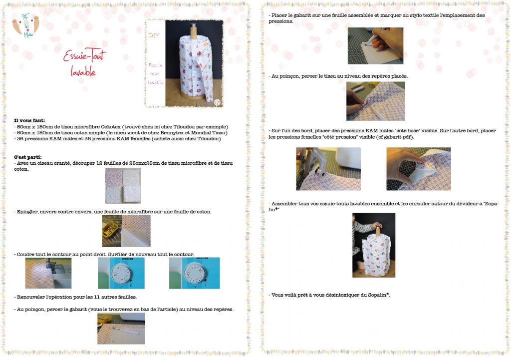 Fiche tutoriel essuie-tout lavable. DIY Zéro Déchet. Tuto Essuie-tout lavable